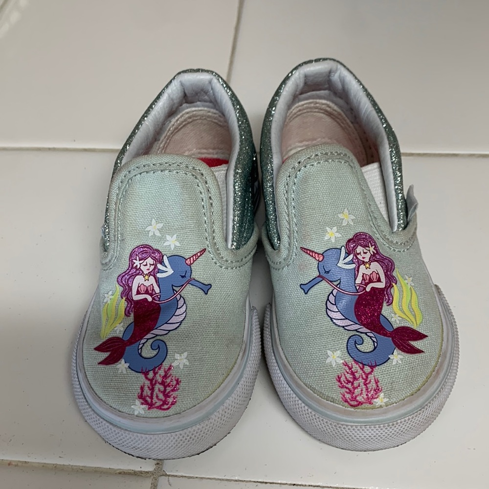 4 toddler vans slip on w mermaid and glitter